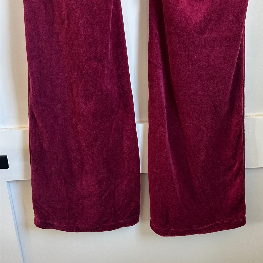 Vintage Juicy Couture Velour Drawstring Lounge Pants in Deep Wine/ Berry M Long - Picture 6 of 8